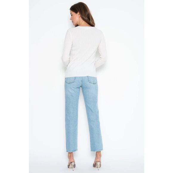 NWT Revolve One Gray Day Tenley !00% Cashmere Ribbed Pullover Sweater in Navy S - Picture 5 of 13